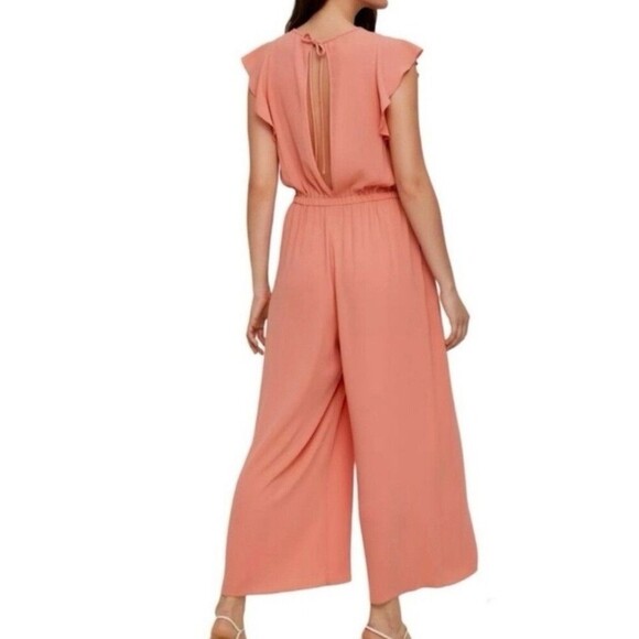 Aritzia Wilfred Fleurette‎ Ruffle Sleeve Jumpsuit Cropped Wide Leg size M - Picture 2 of 12